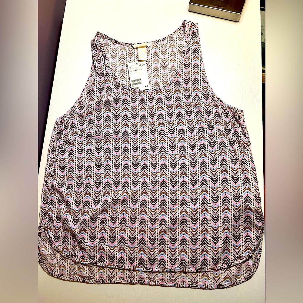 NWT colorful tank herringbone sleeveless size 4 H&M